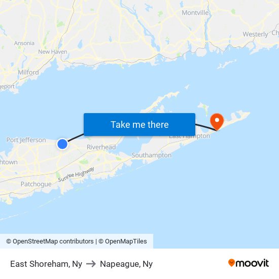 East Shoreham, Ny to Napeague, Ny map