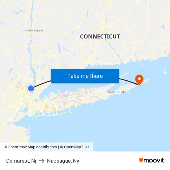 Demarest, Nj to Napeague, Ny map