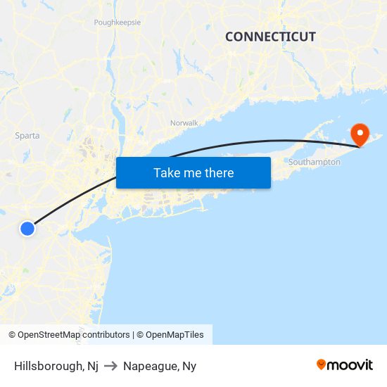 Hillsborough, Nj to Napeague, Ny map