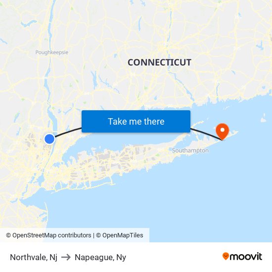 Northvale, Nj to Napeague, Ny map