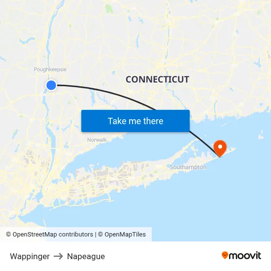Wappinger to Napeague map