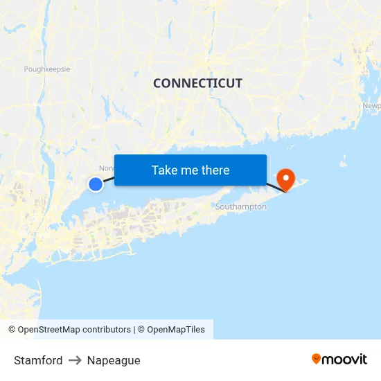 Stamford to Napeague map