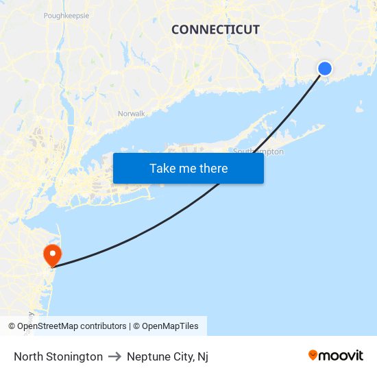 North Stonington to Neptune City, Nj map