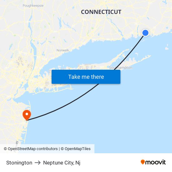 Stonington to Neptune City, Nj map