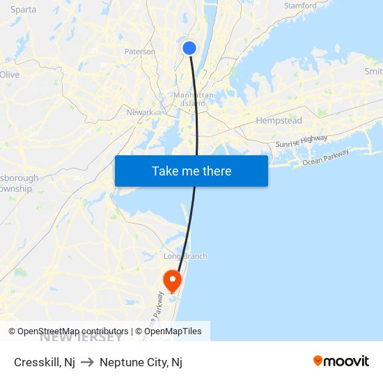 Cresskill, Nj to Neptune City, Nj map