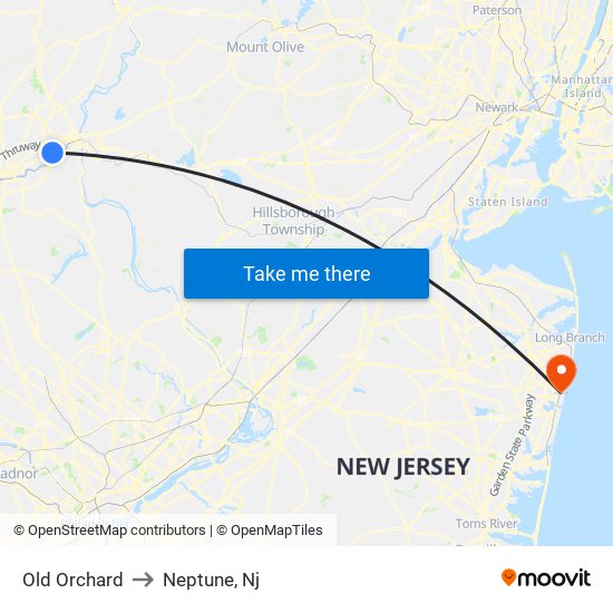 Old Orchard to Neptune, Nj map