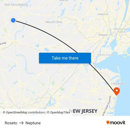 Roseto to Neptune map