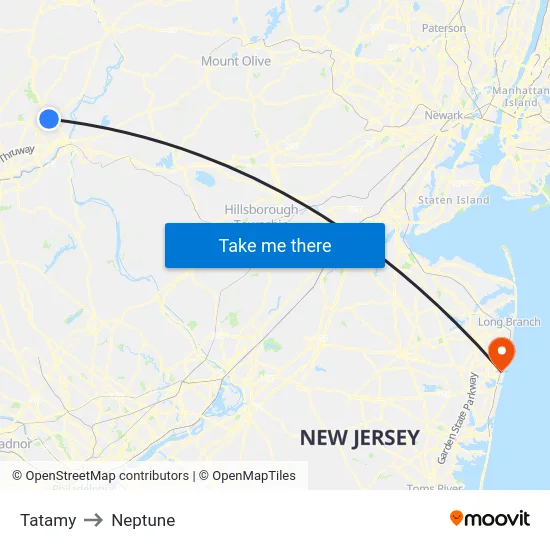 Tatamy to Neptune map