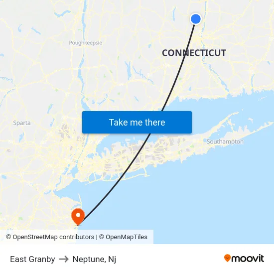 East Granby to Neptune, Nj map