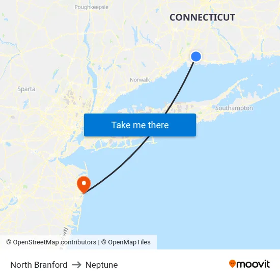 North Branford to Neptune map