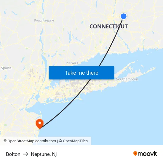 Bolton to Neptune, Nj map