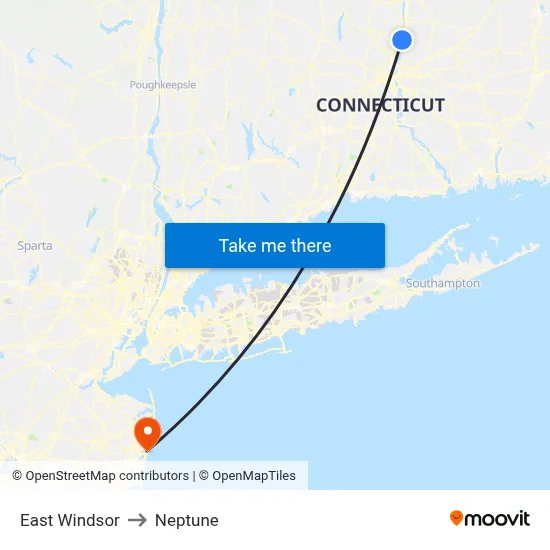 East Windsor to Neptune map