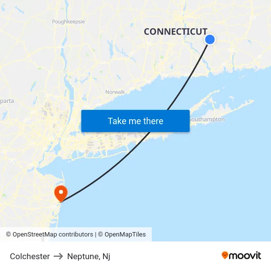 Colchester to Neptune, Nj map
