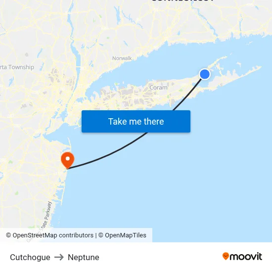 Cutchogue to Neptune map