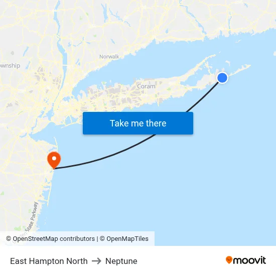 East Hampton North to Neptune map