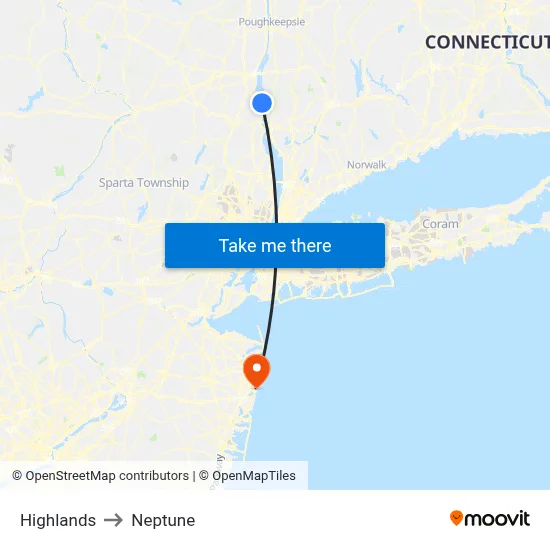 Highlands to Neptune map