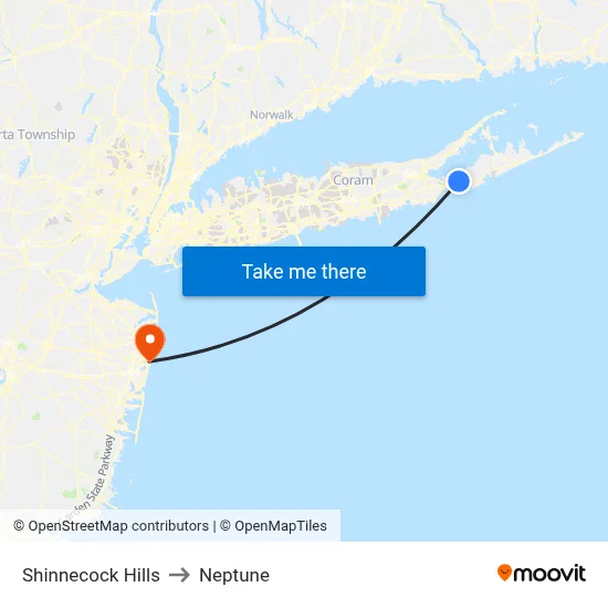 Shinnecock Hills to Neptune map