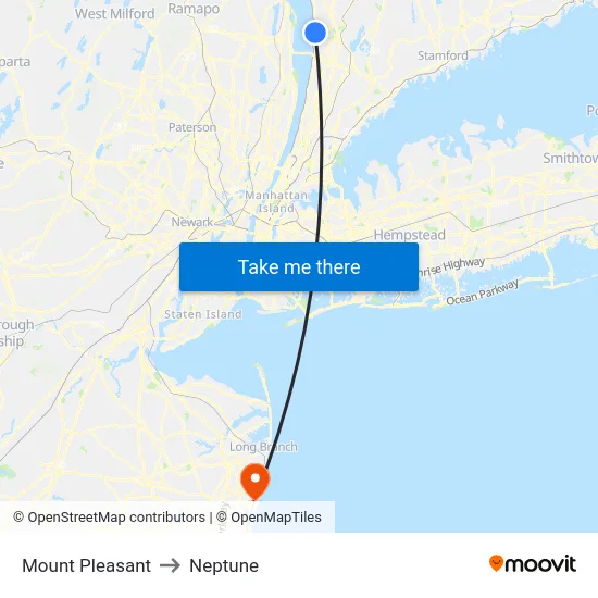 Mount Pleasant to Neptune map