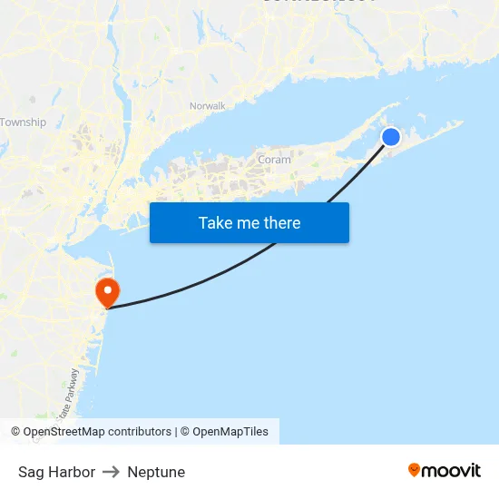 Sag Harbor to Neptune map