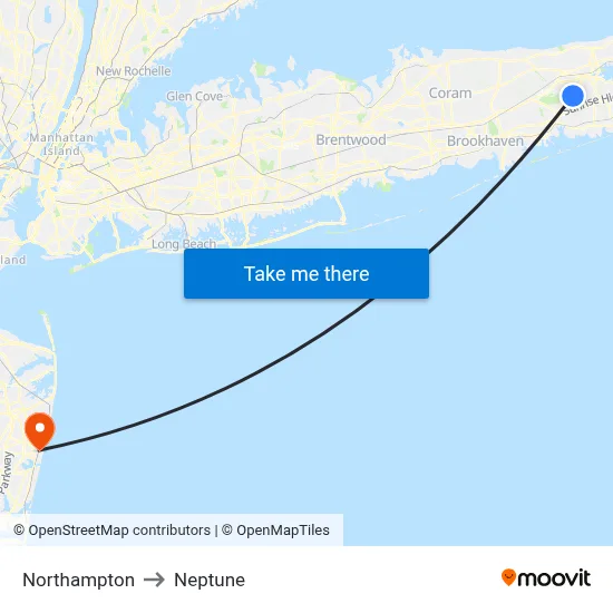 Northampton to Neptune map