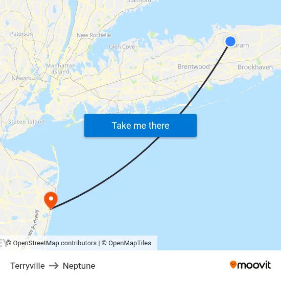 Terryville to Neptune map