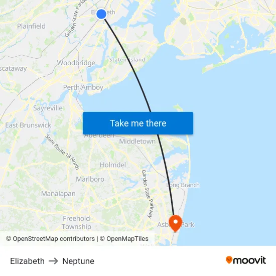 Elizabeth to Neptune map