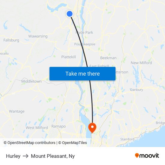 Hurley to Mount Pleasant, Ny map