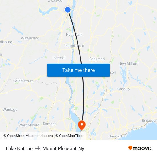 Lake Katrine to Mount Pleasant, Ny map