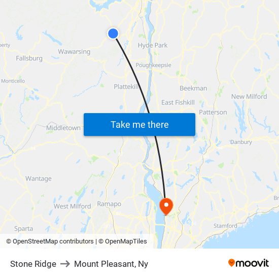 Stone Ridge to Mount Pleasant, Ny map