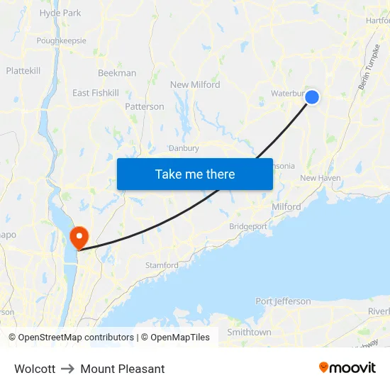 Wolcott to Mount Pleasant map