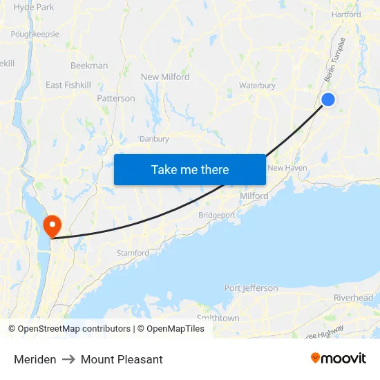 Meriden to Mount Pleasant map