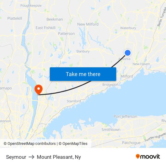 Seymour to Mount Pleasant, Ny map