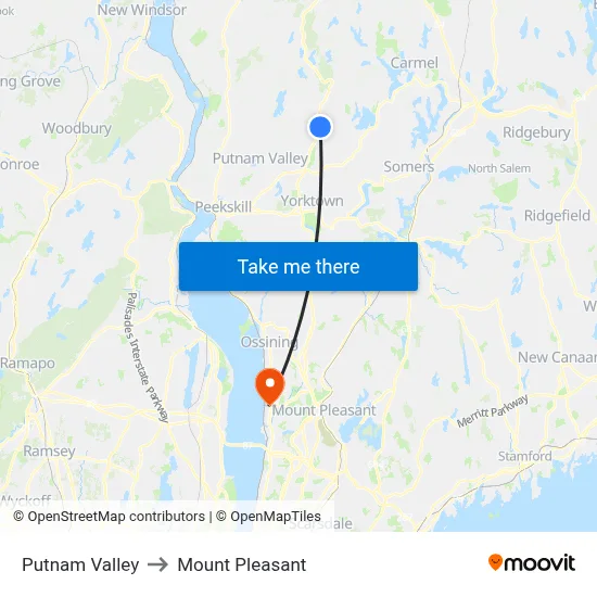 Putnam Valley to Mount Pleasant map