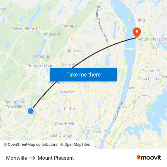 Montville to Mount Pleasant map