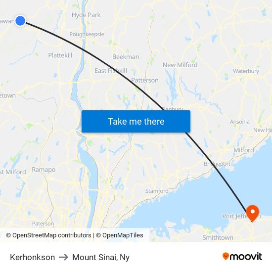 Kerhonkson to Mount Sinai, Ny map