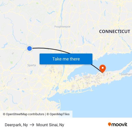 Deerpark, Ny to Mount Sinai, Ny map