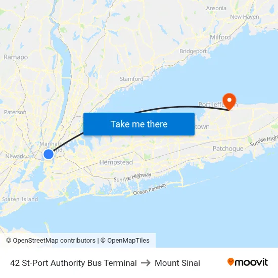 42 St-Port Authority Bus Terminal to Mount Sinai map
