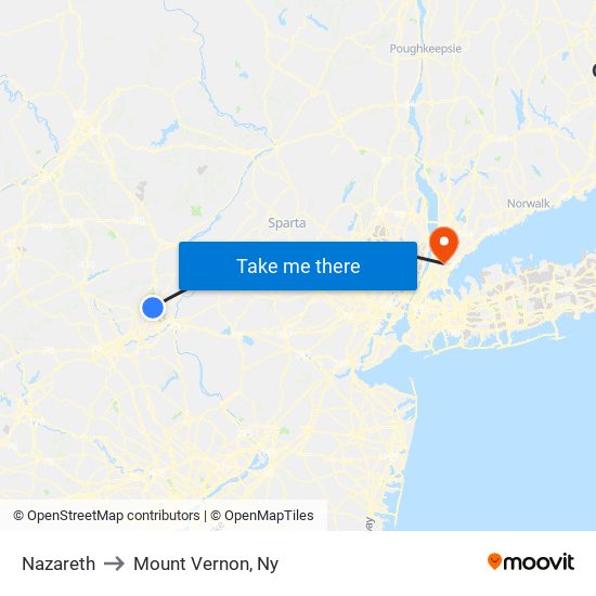 Nazareth to Mount Vernon, Ny map