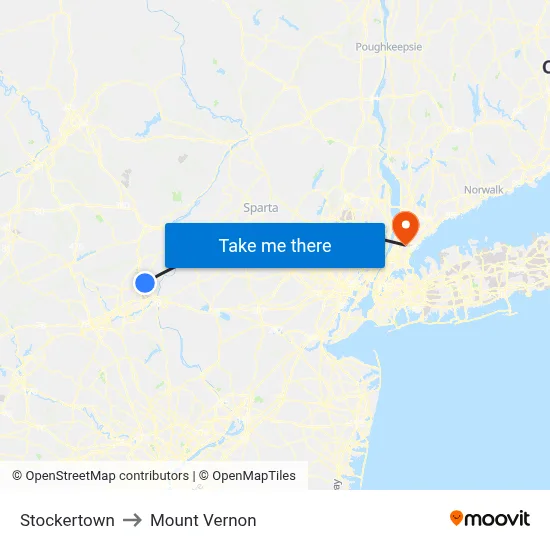 Stockertown to Mount Vernon map