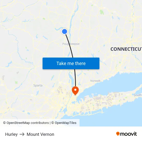 Hurley to Mount Vernon map
