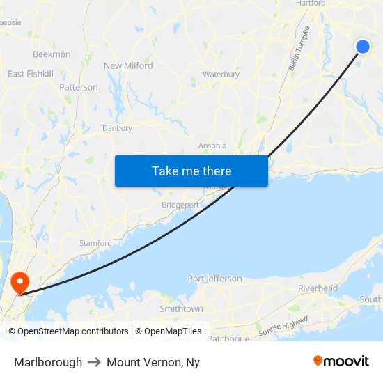 Marlborough to Mount Vernon, Ny map