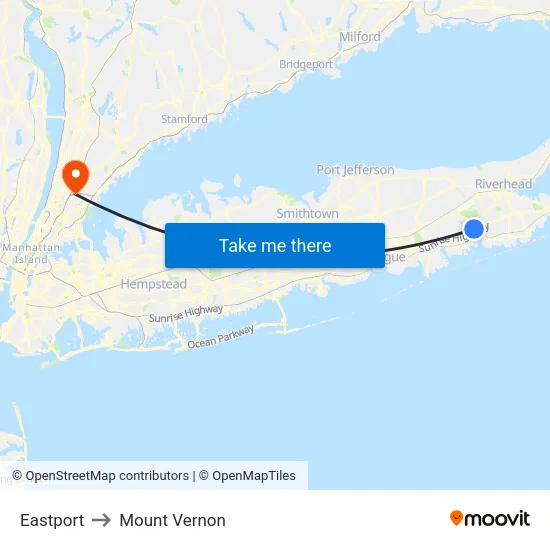 Eastport to Mount Vernon map