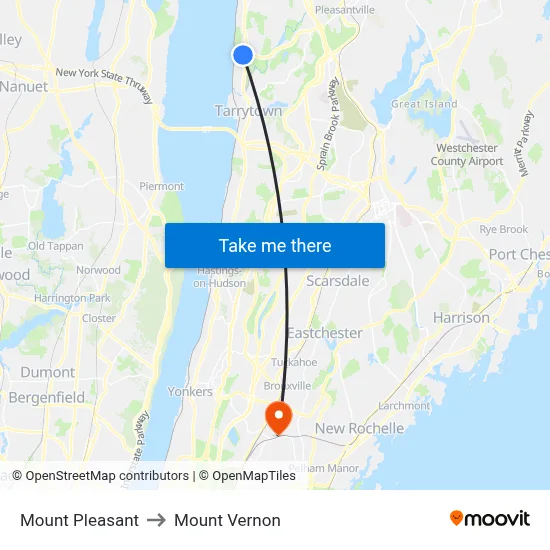Mount Pleasant to Mount Vernon map