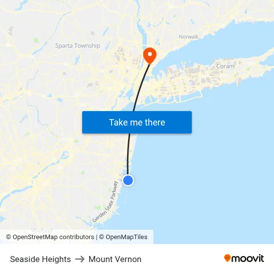 Seaside Heights to Mount Vernon map