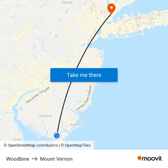 Woodbine to Mount Vernon map