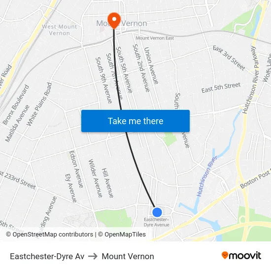 Eastchester-Dyre Av to Mount Vernon map