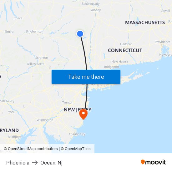 Phoenicia to Ocean, Nj map