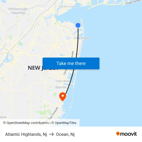 Atlantic Highlands to Ocean, Nj map