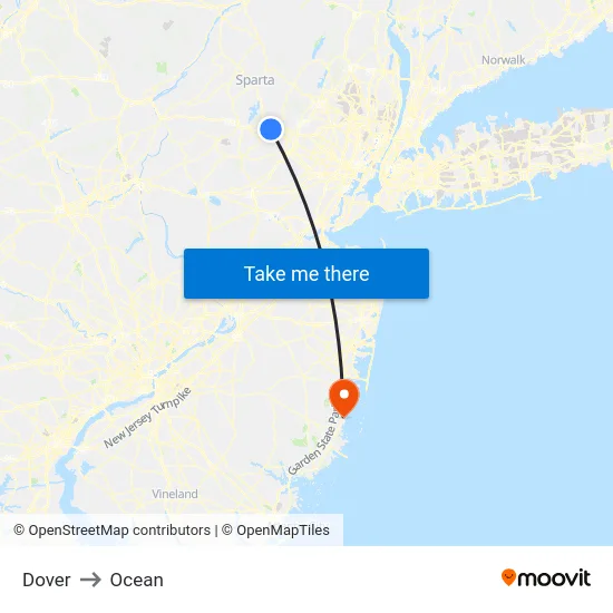 Dover to Ocean map