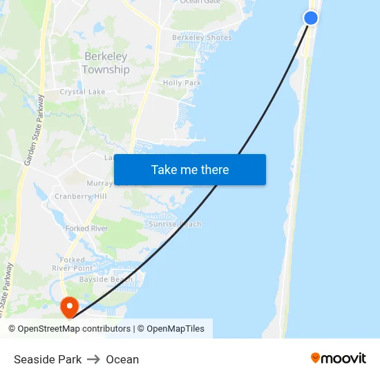 Seaside Park to Ocean map